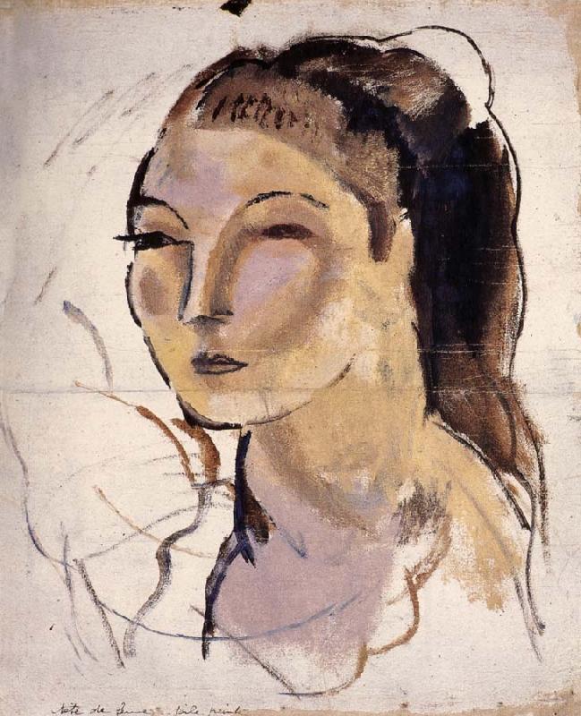 Jules Pascin Head portrait of woman oil painting image